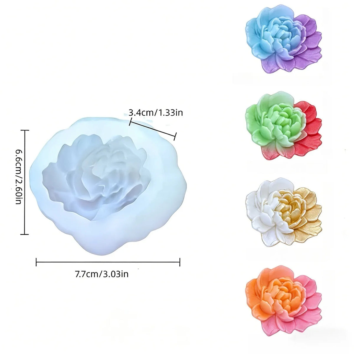 A set of silicone molds shaped like various flowers in pastel colors for decorating fondant, cake, and chocolate.