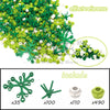 A collection of green and white Sakura Cherry Blossom Tree building blocks with various sizes included.