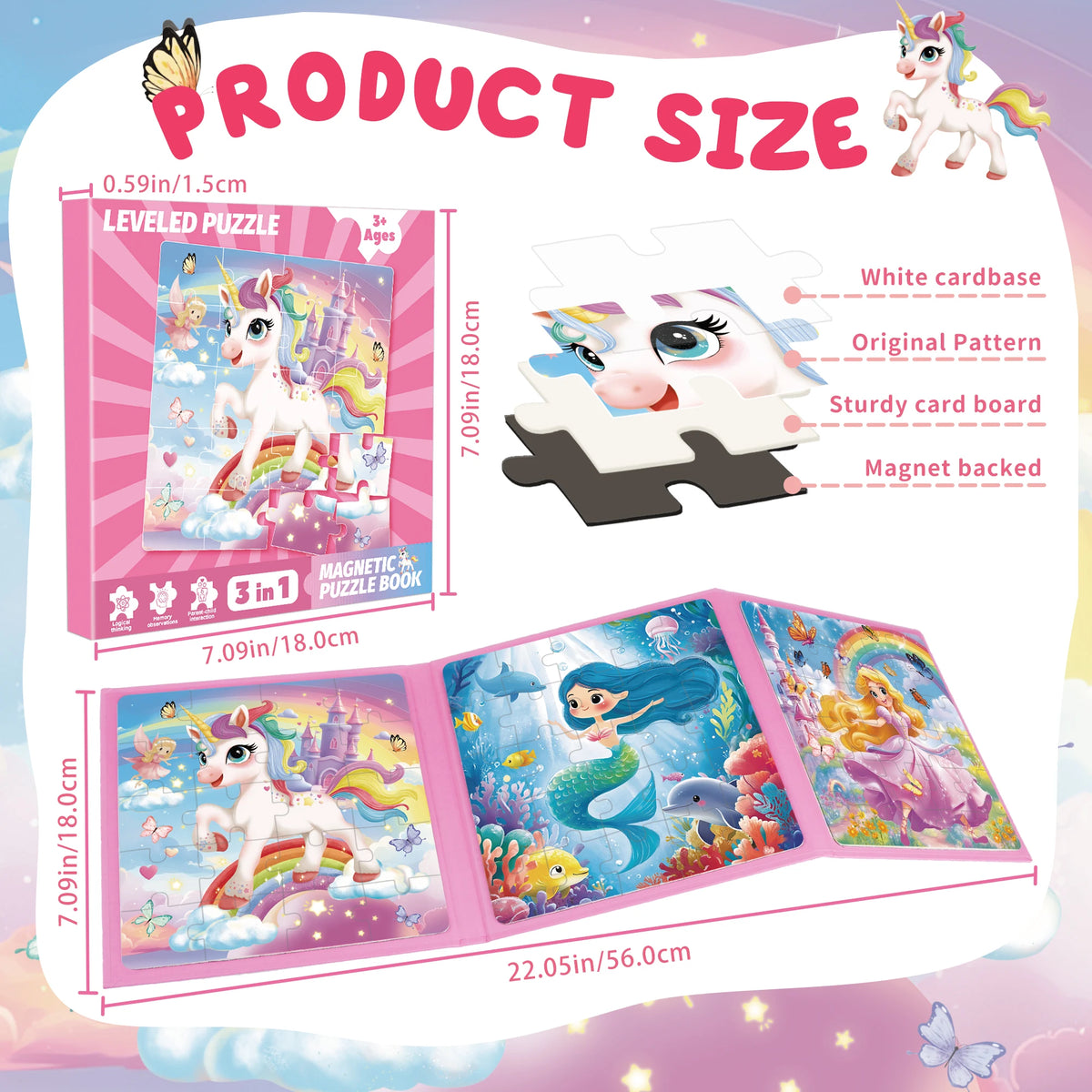 Unicorn Mermaid Magnetic Puzzle Set for Kids