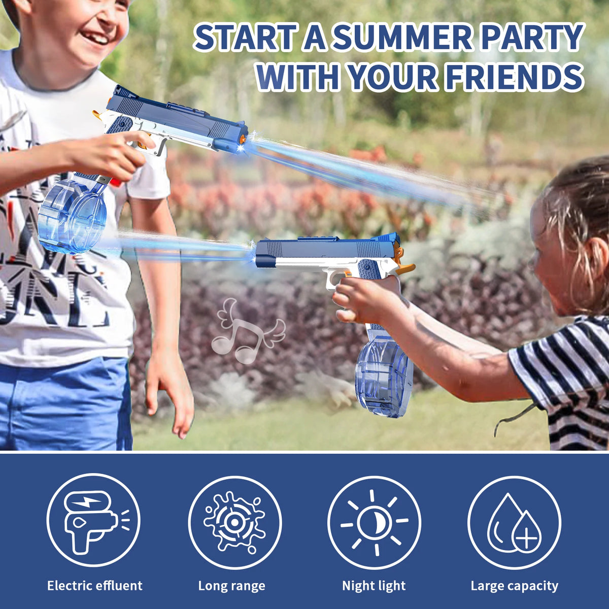 Rechargeable Electric Water Gun with 32-Foot Range