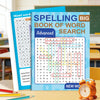 A colorful book titled Spelling Big Book of Word Search with puzzles and letters for word search practice