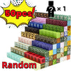 A stack of colorful magnetic building cubes in various shades and patterns, labeled as 50 pieces random.