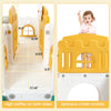 Yellow and white toddler slide and playground playset featuring high baffles and a spacious castle corridor