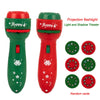 A set of red and green projection flashlights with various colored cards for a light and shadow theater.