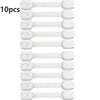 Ten white adhesive baby safety locks for cabinets and drawers