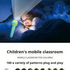 Kids' Projection Flashlight with 80 animal patterns for bedtime learning showing a colorful projection of a bird over a child
