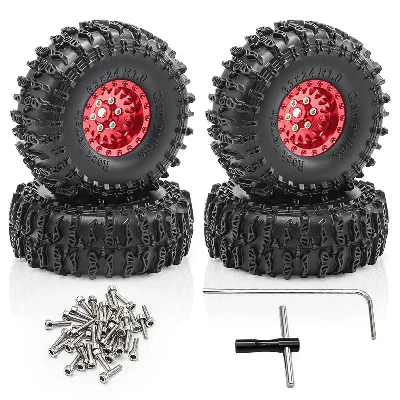 1/18 RC Crawler Metal Beadlock Wheel and Tire Set (4 pcs)