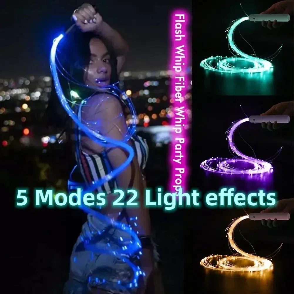 LED Fiber Optic Dance Whip with 7 Colors & 5 Modes