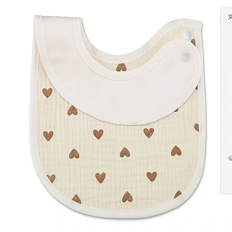 Baby Cotton Gauze Bibs with Waterproof Backing (2-Pack)