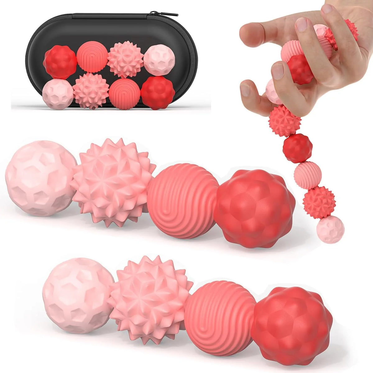 Magnetic Fidget Balls – Silicone Stress Relief Sensory Toys with 4 Textures