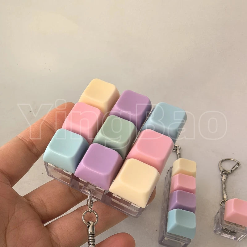 LED Macaron Keyboard Fidget Toy with Keychain