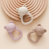 Bear-Shaped Silicone Baby Teether with Rattle Handle