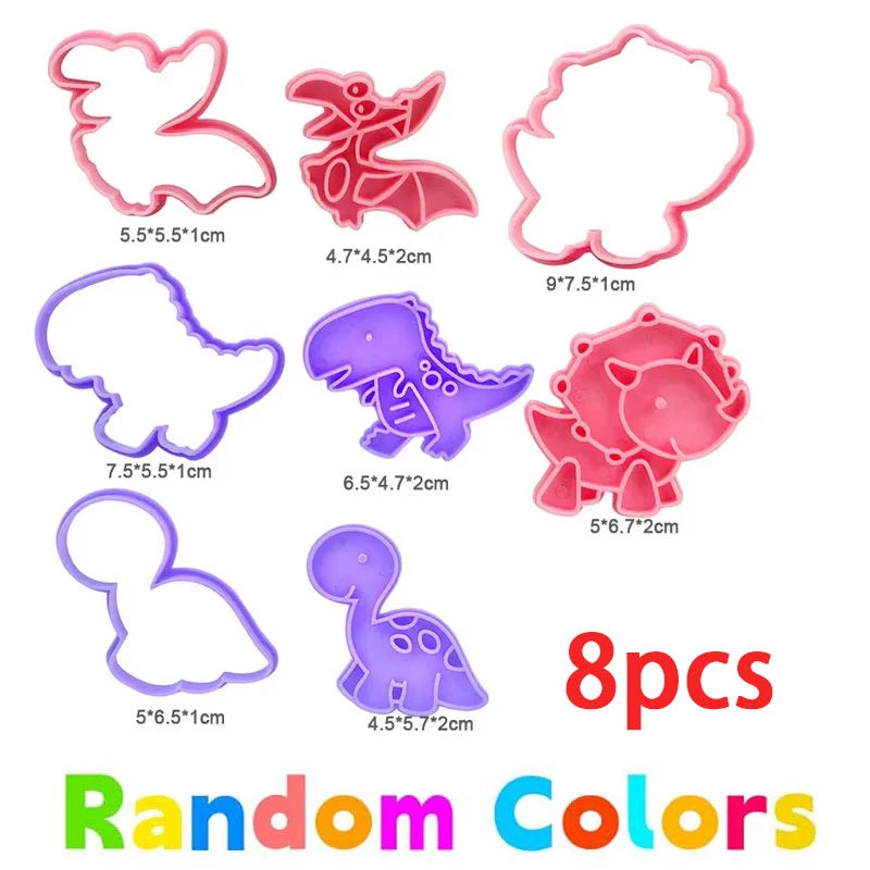 Set of eight plastic animal cutters and tools for kids in random colors