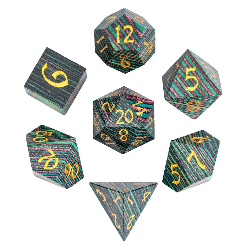 Wooden Polyhedral Dice Set for Tabletop RPGs