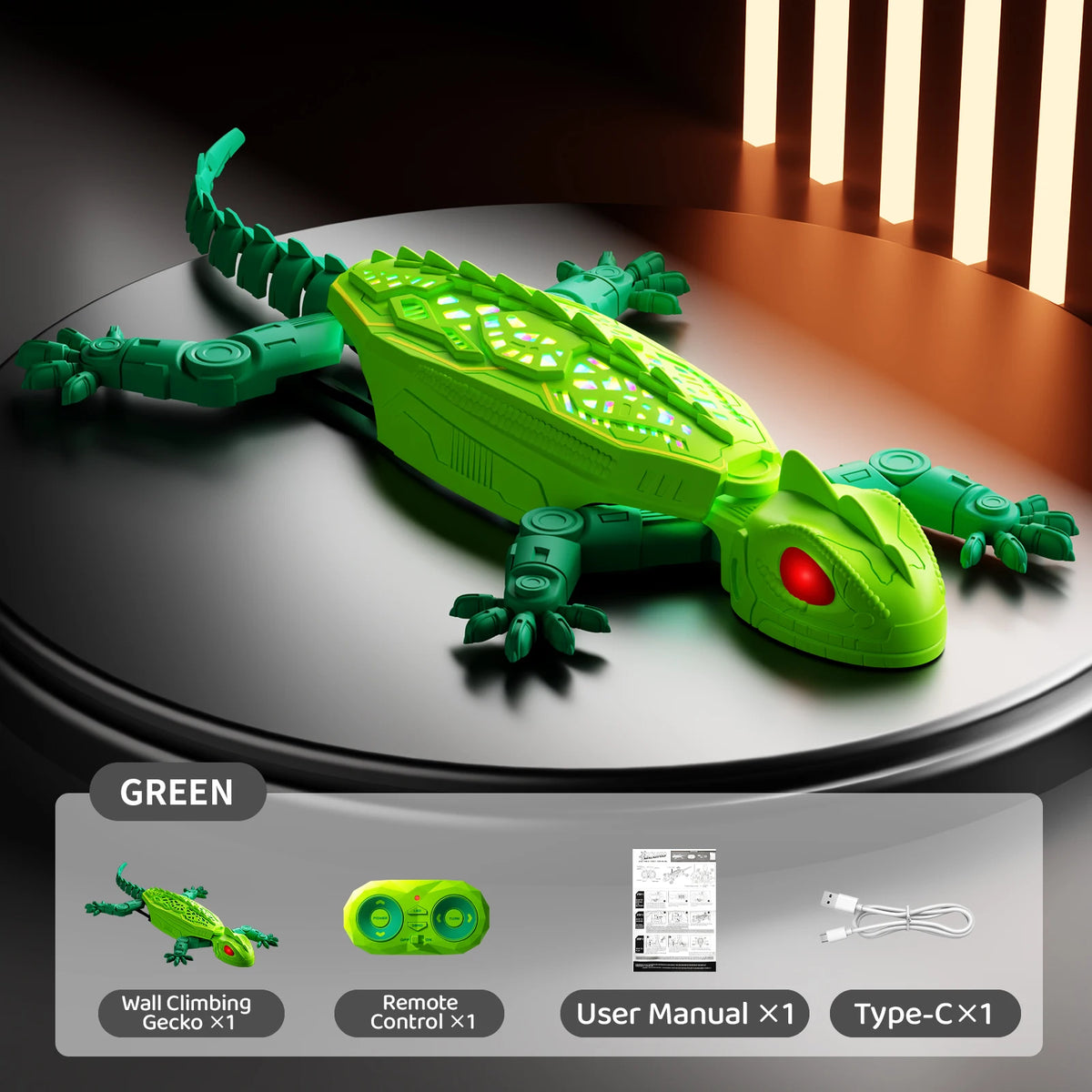 Remote Control Wall-Climbing Gecko Toy with LED Lights