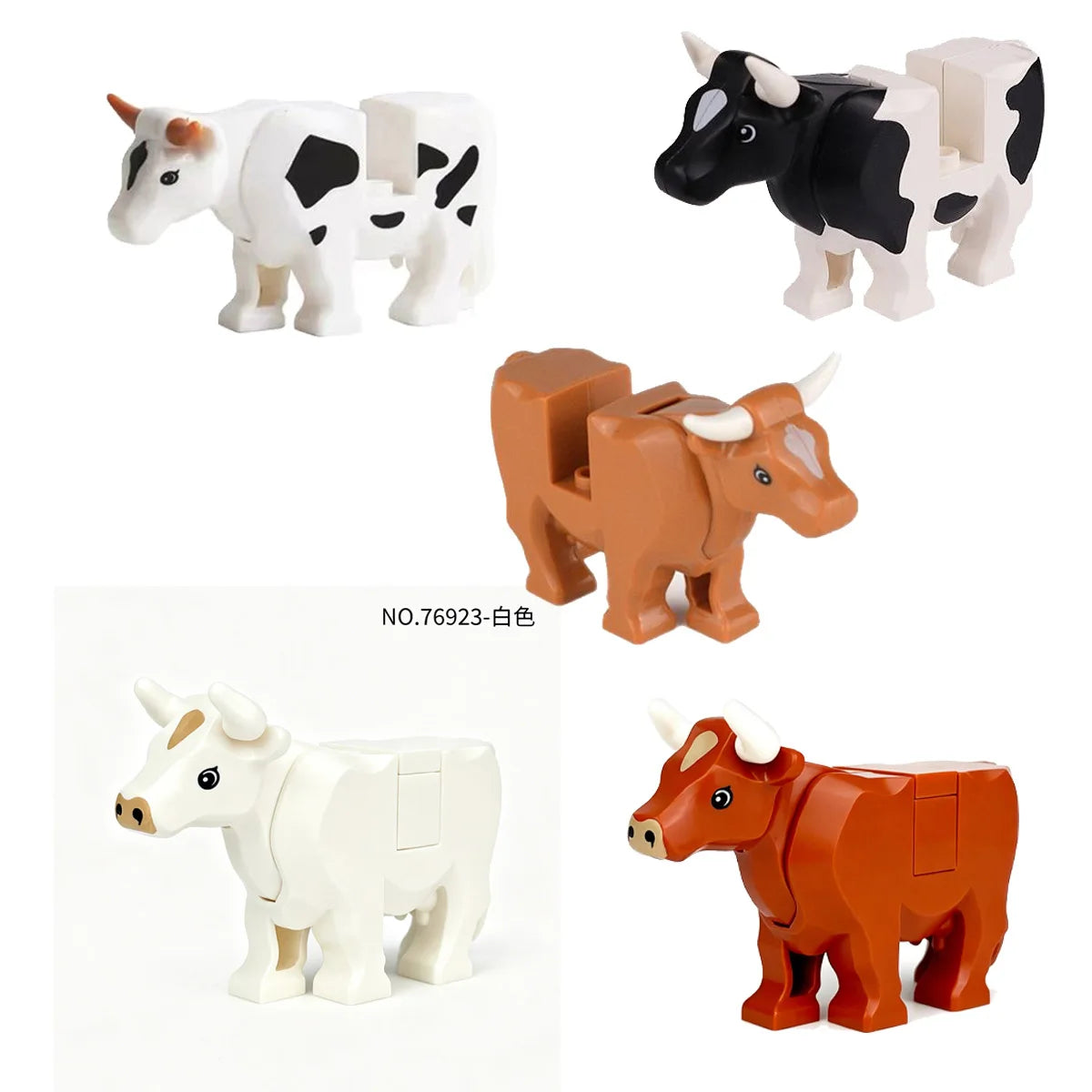 A set of six building blocks depicting various African wildlife animals including a cow, a donkey, and a rhinoceros.