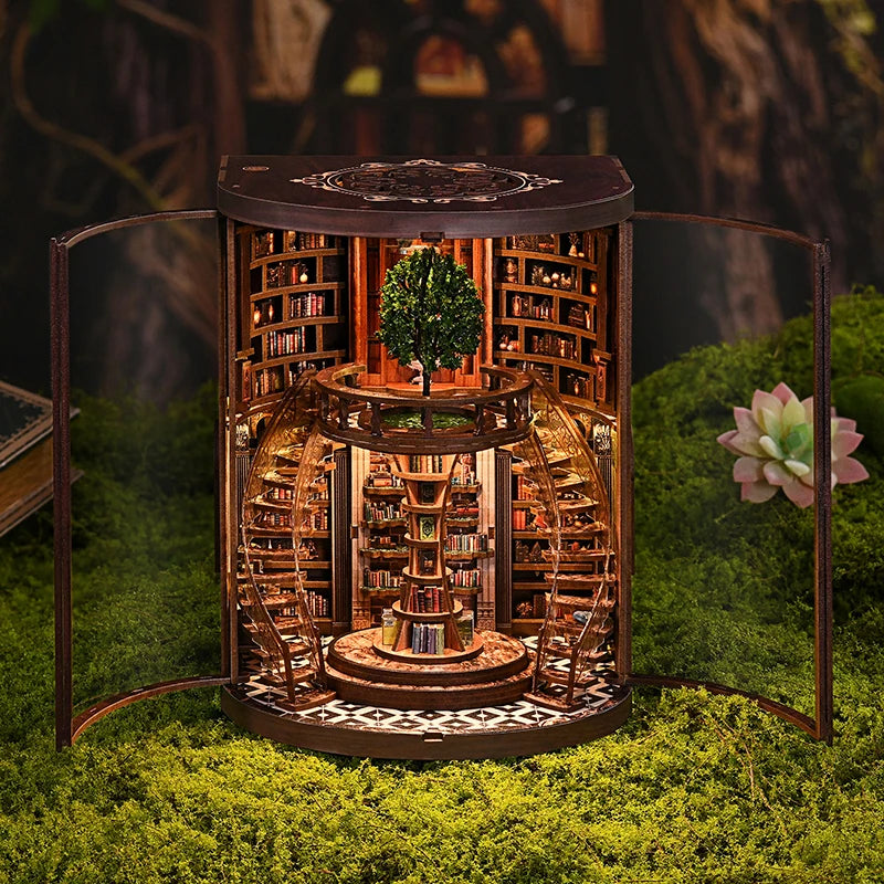 DIY Wooden Book Nook Kit — Miniature Dollhouse 3D Puzzle Bookend