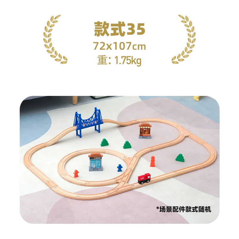 Holmstraßen-Set mit Miniaturgebäuden und Fahrzeugen auf heller Oberfläche.