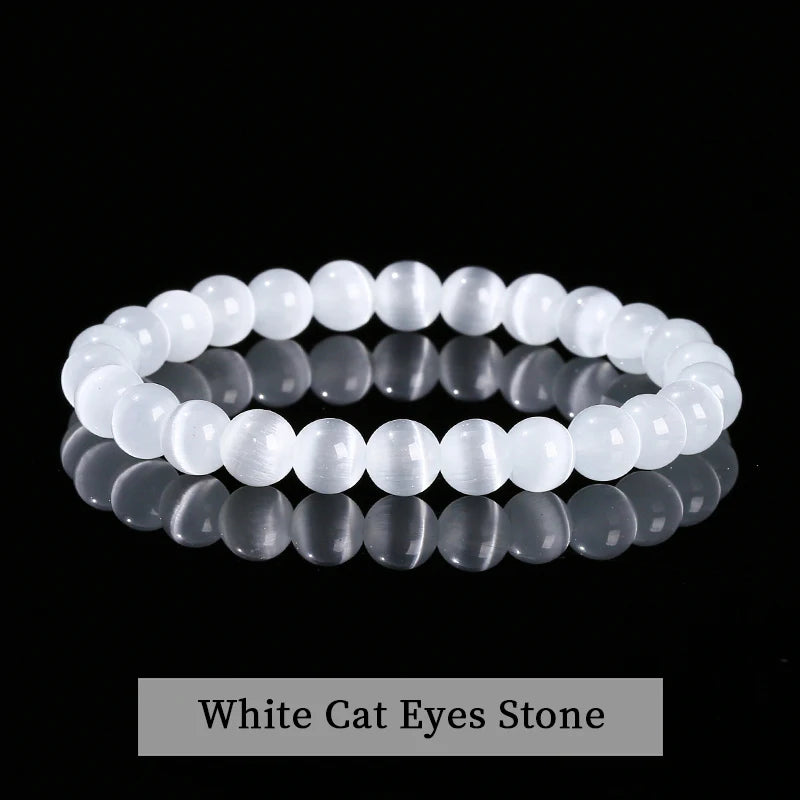 A stretch bracelet made of natural pink quartz stones.