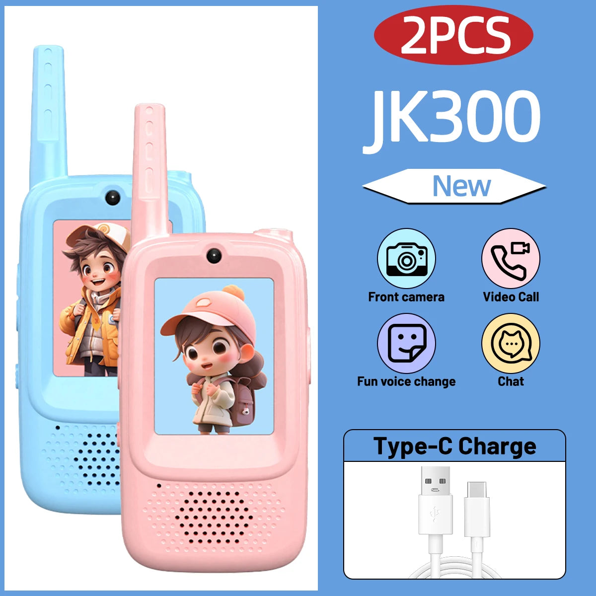 Kids' Video Walkie-Talkies with Voice, Emoji, and Photo Sharing
