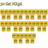 A set of 50 guitar strings labeled NX36, packaged in yellow and green boxes.