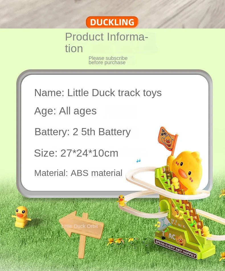 Interactive Climbing Duck Roller Coaster Toy with Lights and Music