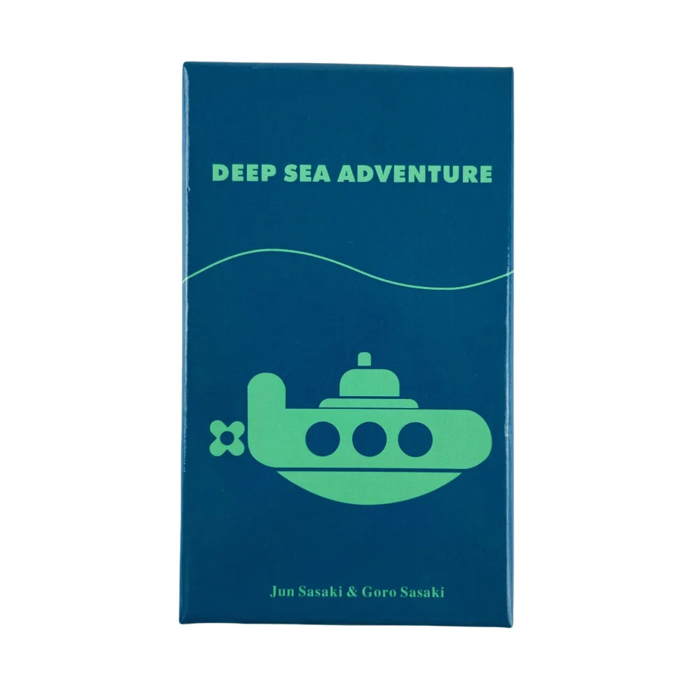A dark blue box titled Deep Sea Adventure featuring a green submarine graphic and the names Jun Sasaki & Goro Sasaki.