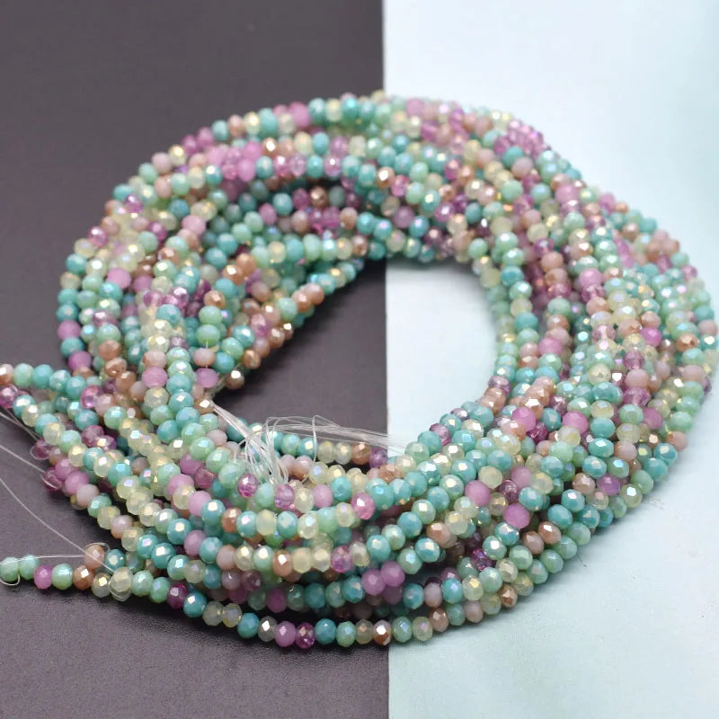 Mixed-Color Rondelle Glass Beads for Jewelry Making
