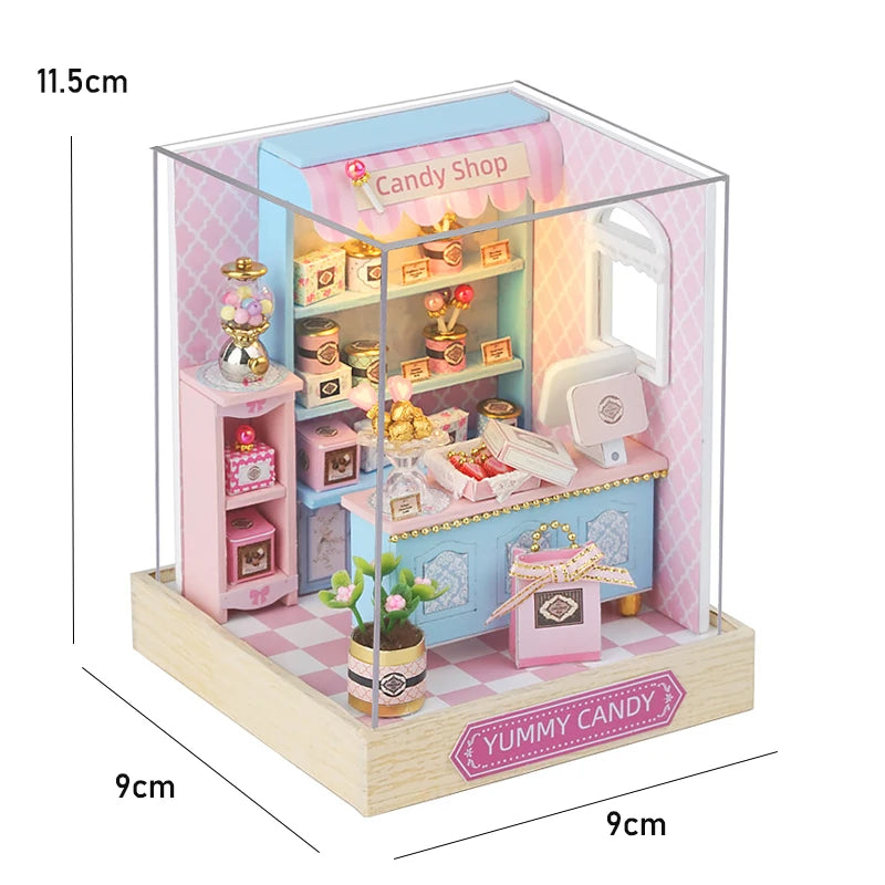 DIY Wooden Miniature House Kit with LED Lighting