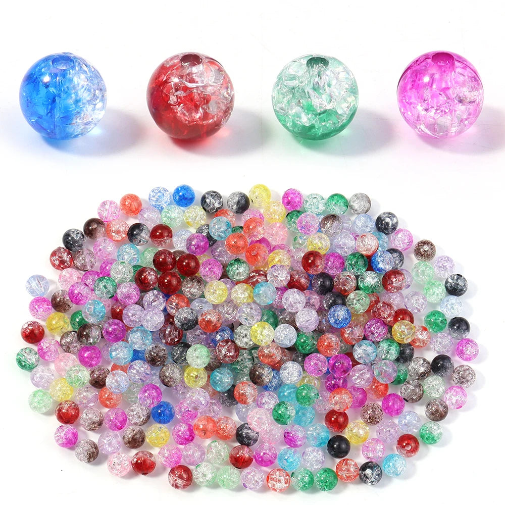 Colorful Cracked Acrylic Beads for Jewelry Making