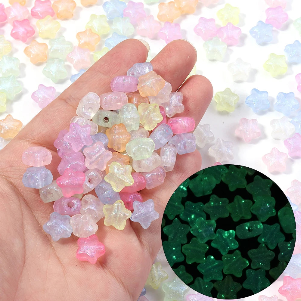 Mermaid Star Acrylic Beads – 10mm Luminous Loose Beads for DIY Jewelry