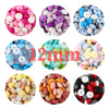 A collection of colorful silicone lentil beads in various shapes and sizes for jewelry making.
