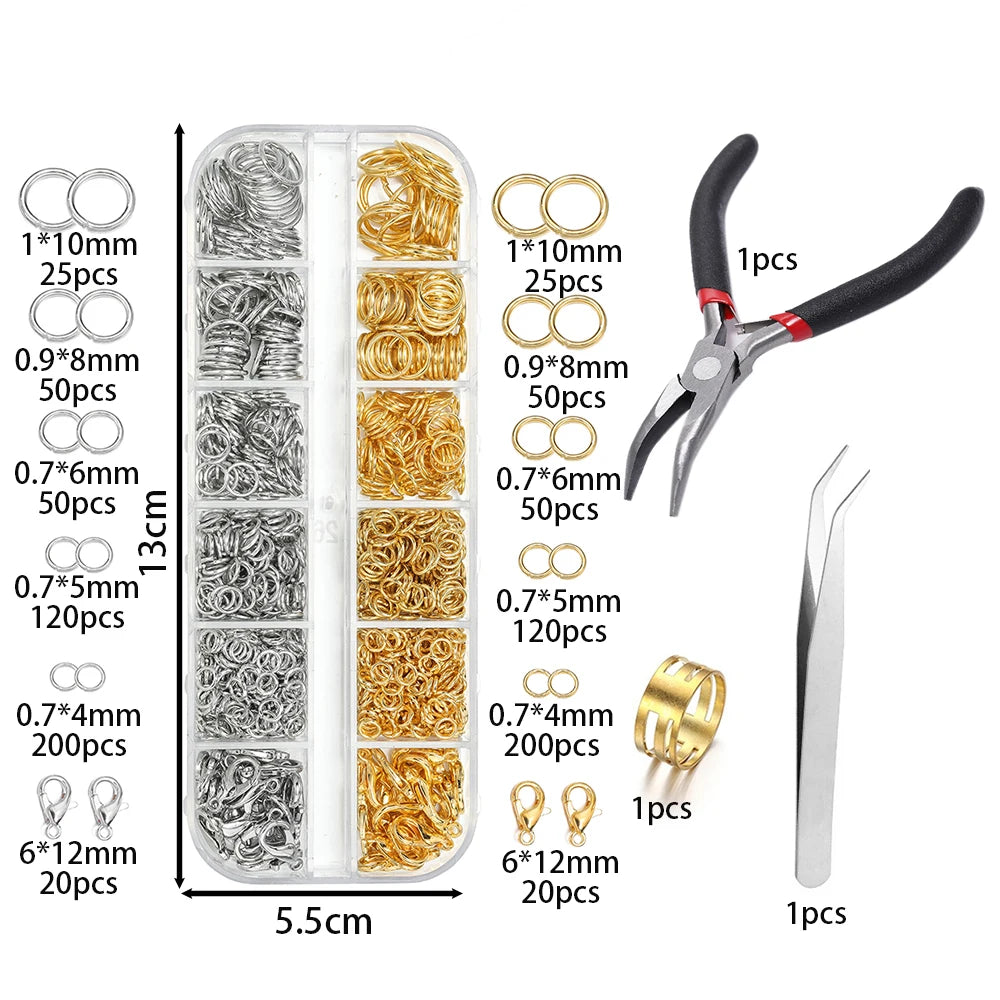 DIY Jewelry Making Kit with Jump Rings, Clasps, and Tools