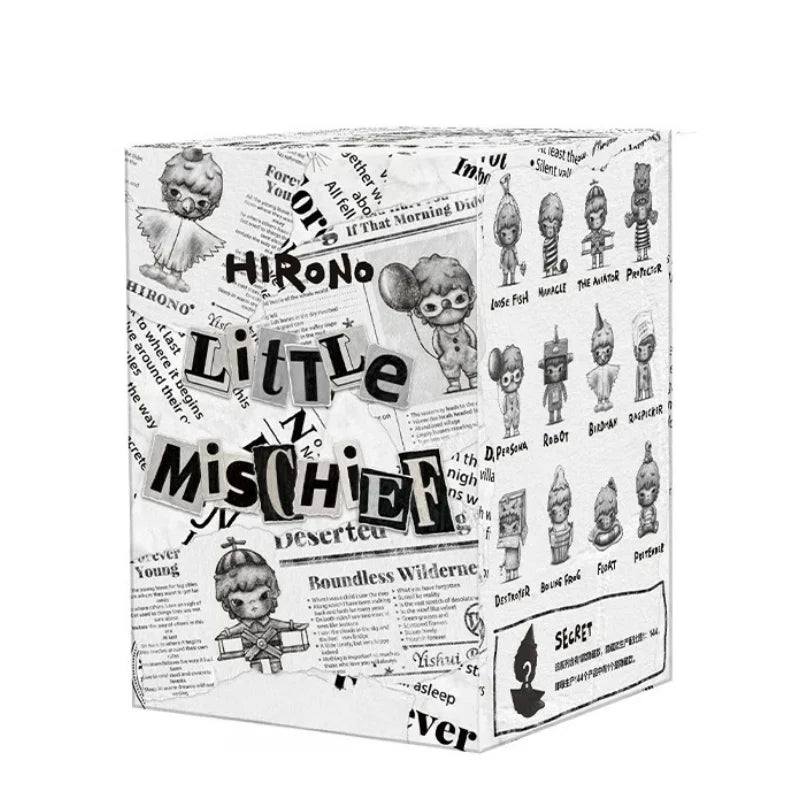 A blind box figure from the POP MART Hirono Small Mischievous Series displayed in its packaging.