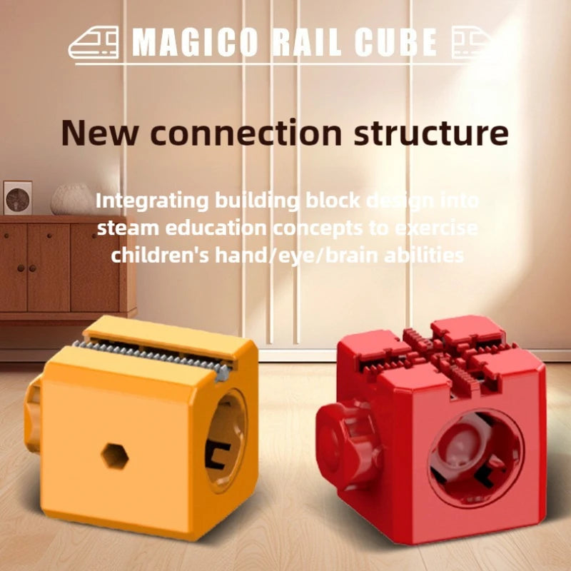 Magnetic Building Block Train Set with Electric Track