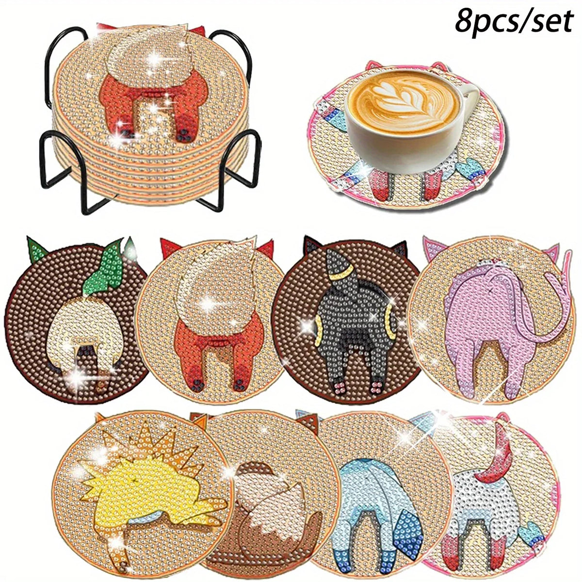 DIY Mandala Diamond Art Coaster Set with Holder