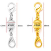 A set of five magnetic lobster claw clasps for jewelry making shown in silver and gold colors.