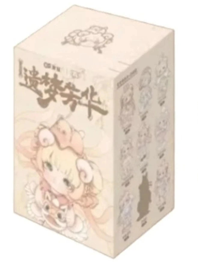 A rectangular collectible figurine box featuring stylized artwork and text related to the Mimia Art of Forgotten Dream Series
