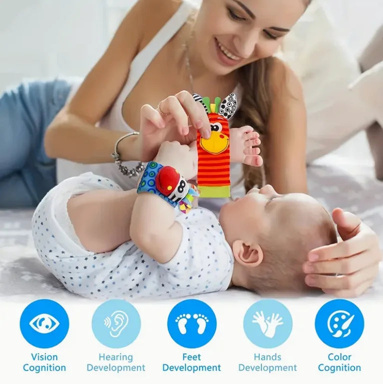 Baby Wrist Rattles and Foot Finder Socks Set