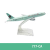 Diecast model of an Air Canada Boeing 777 aircraft in light green and white.