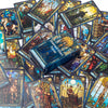 A collection of Stained Glass Tarot cards and a box set displayed on a surface.