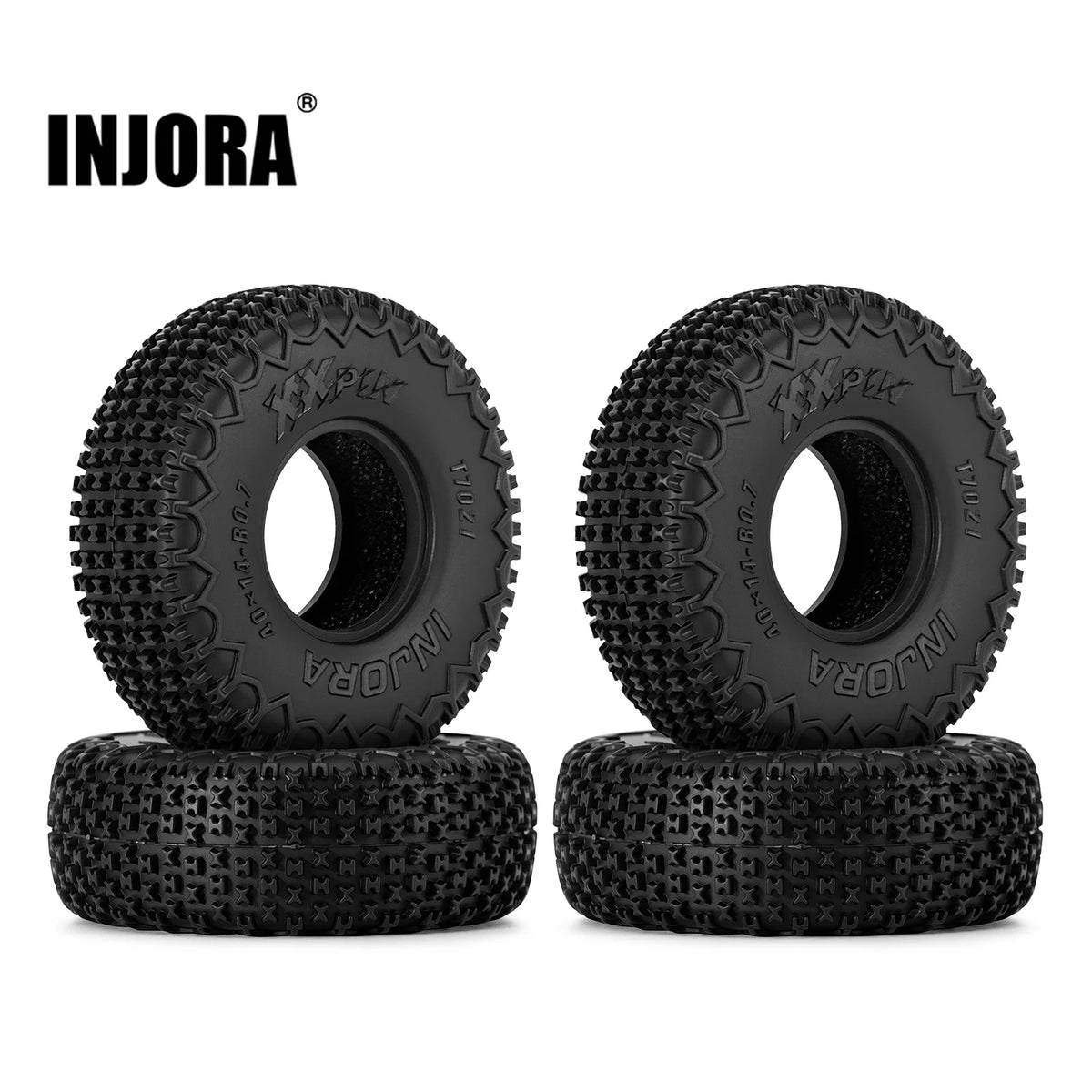 INJORA 40x14mm XHX Pin Tires for 1/30 RC Crawler (Set of 4)