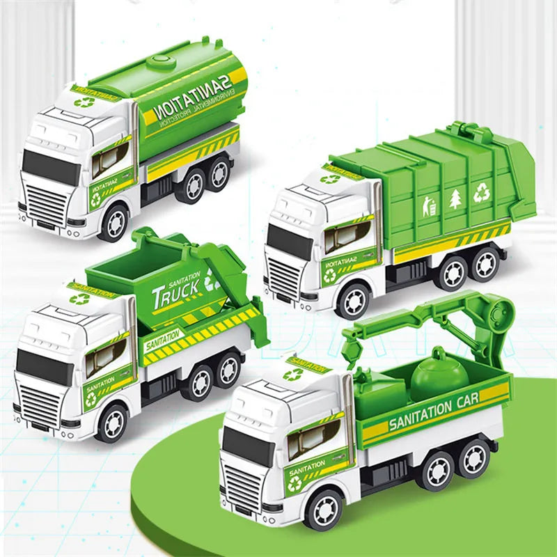 Mini Pull-Back Sanitation Trucks Set of 4