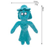 A teal plush toy of a character with large eyes and short hair, measuring 28cm tall and weighing 77g.