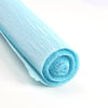 A roll of light blue crepe paper for DIY crafts and gift wrapping.