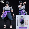 A fully articulated action figure of Jujutsu Kaisen Yuji Itadori in a dark outfit with purple accents.