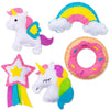 A set of felt crafts including a unicorn, a rainbow cloud, and a donut shape.