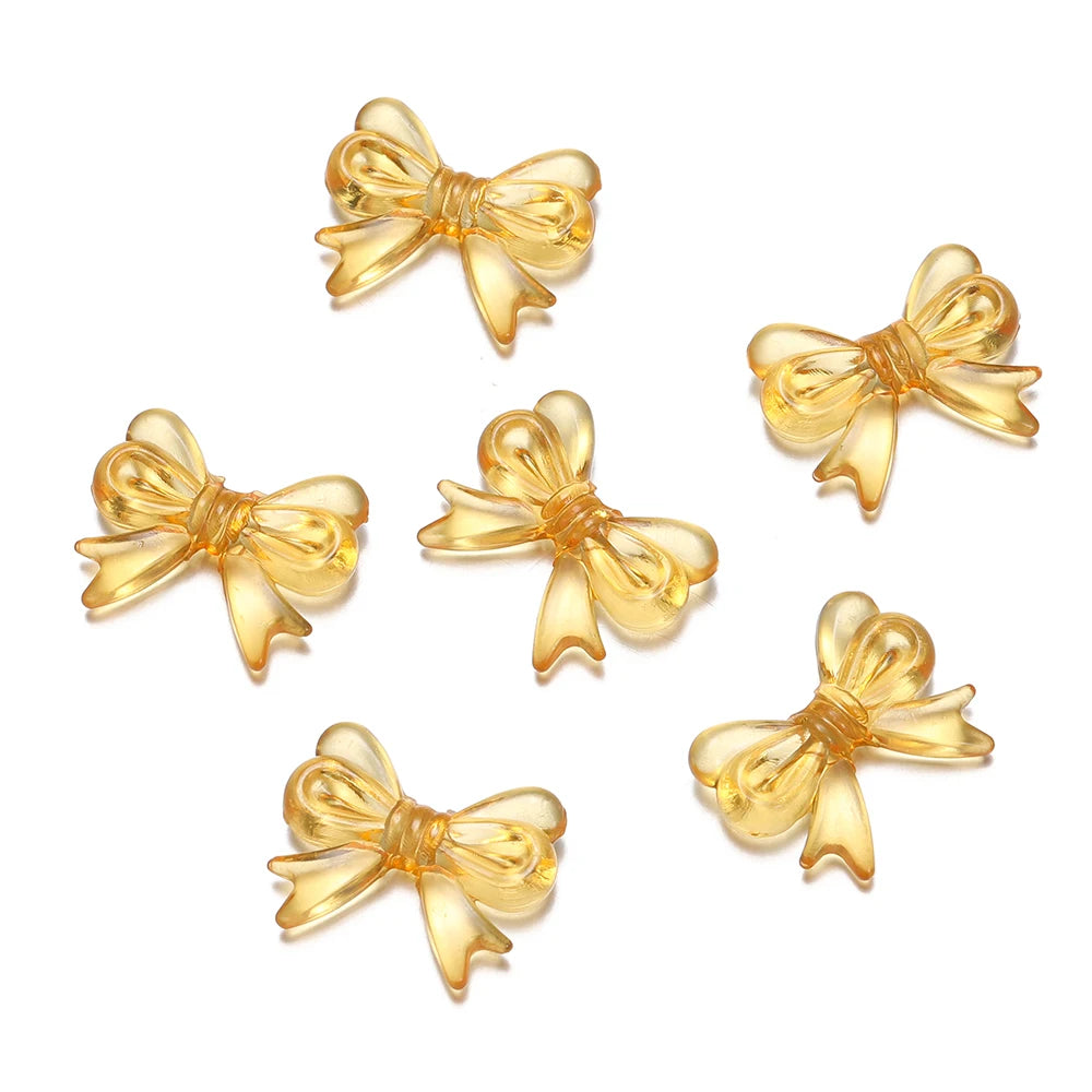 Multicolor Transparent Bow Acrylic Beads for DIY Jewelry Making