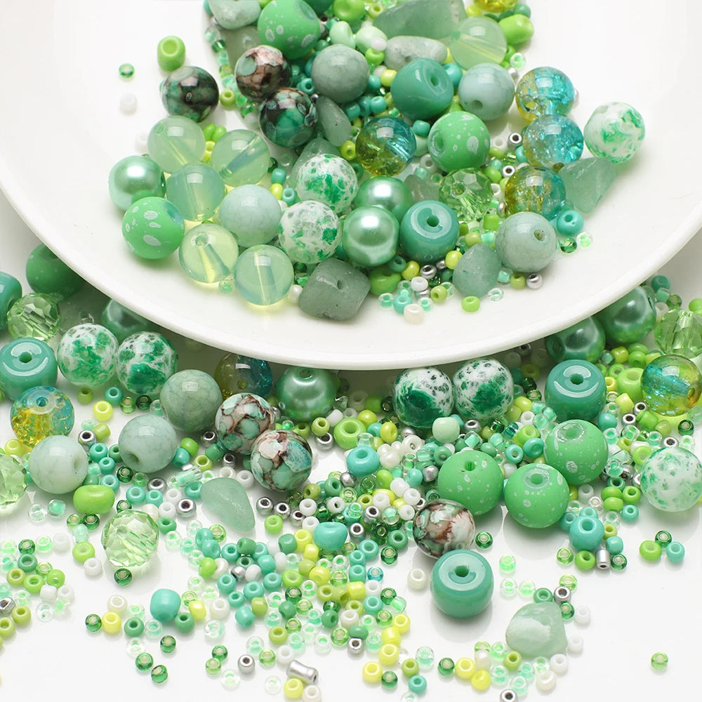 Crystal Glass Seed Beads for Jewelry Making – 45g Mixed Colors & Shapes