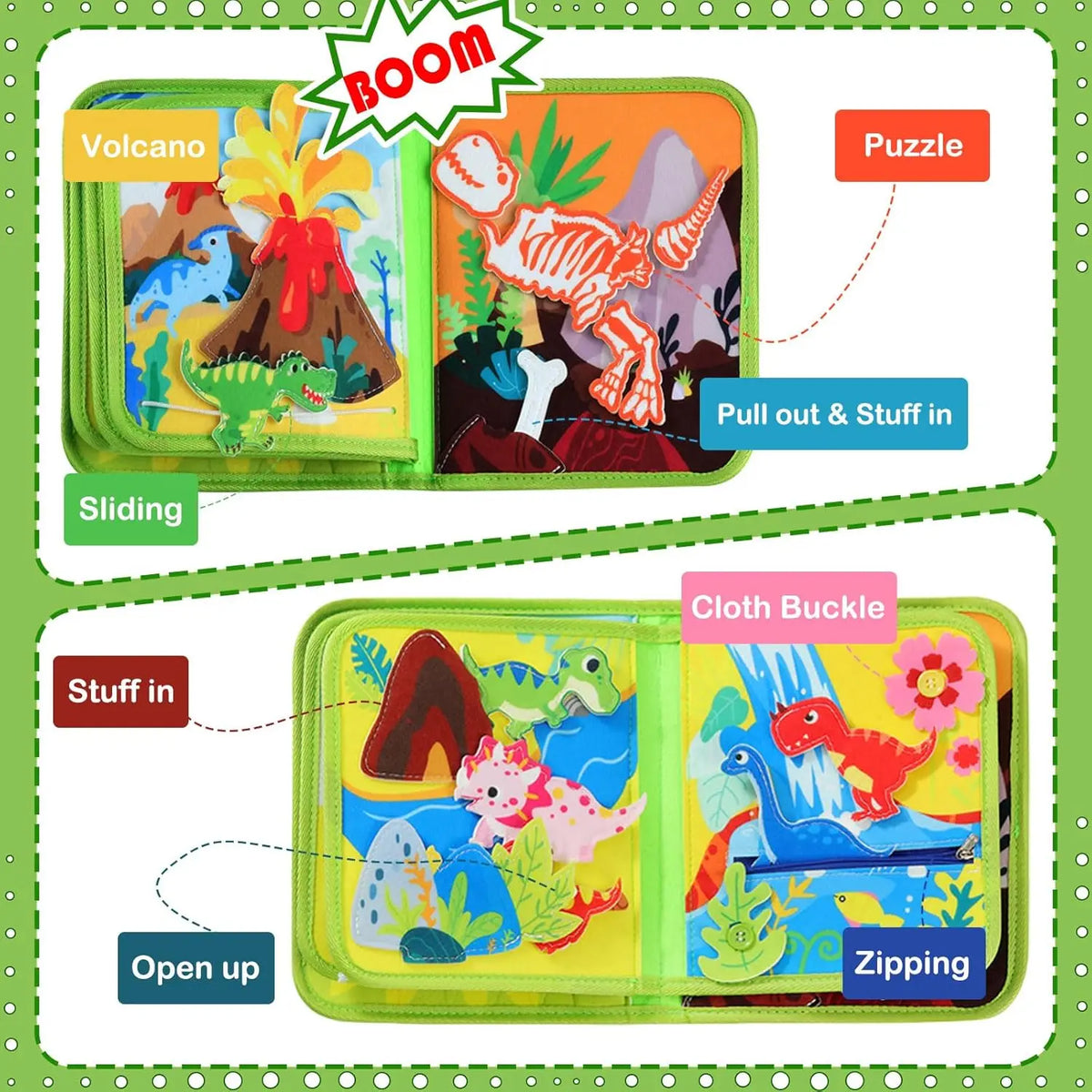 Felt Busy Book for Toddlers – Montessori Sensory Learning & Life Skills Activity Board